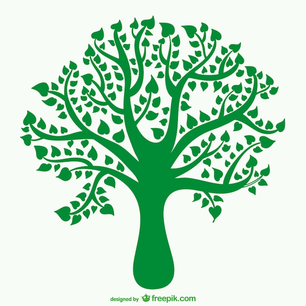 Vector silueta de árbol con hojas en forma de corazón