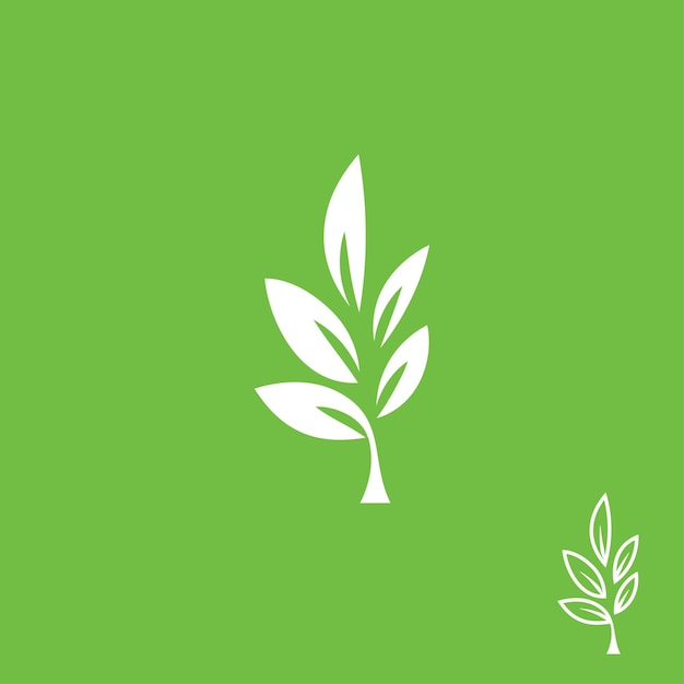 silueta de árbol minimalista con icono de vector de hojas