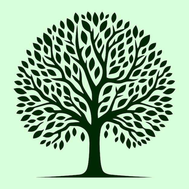 Silueta de árbol con muchas hojas