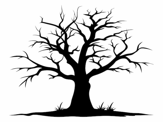 silueta árbol muerto aislado