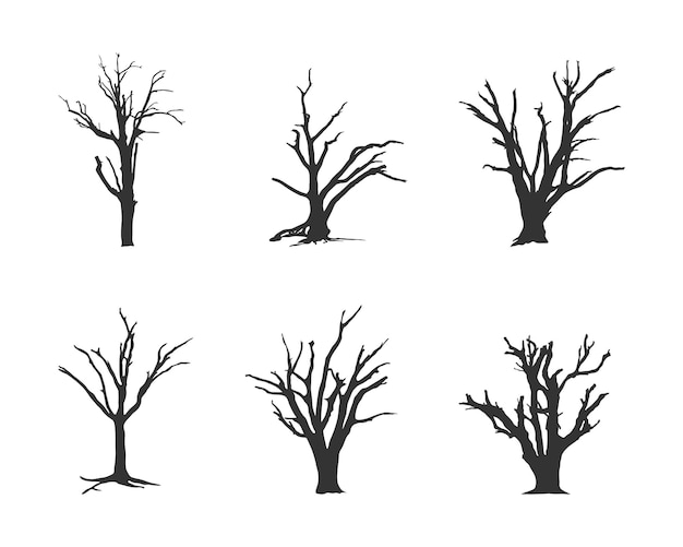 Silueta de árbol muerto Siluetas de árboles desnudos Silueta de árbol Ilustración de vector de árbol