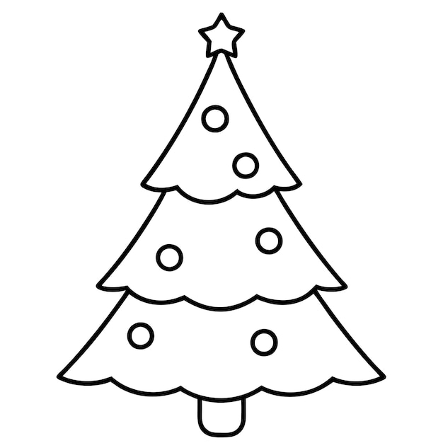 Silueta del árbol de Navidad con adornos vectoriales