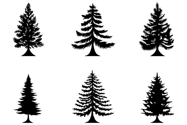 Silueta del árbol de Navidad Clipart paquete