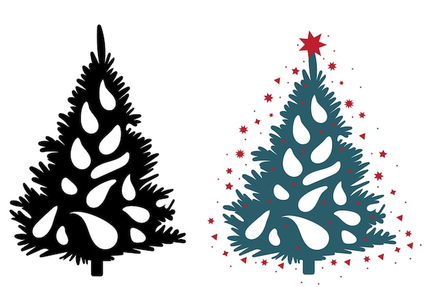 silueta, árbol de navidad, navidad, diseño