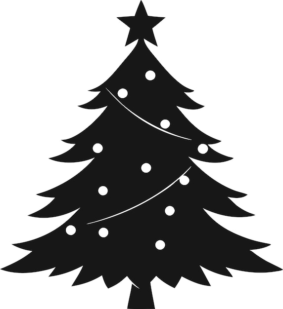 Silueta del árbol de Navidad en un vector de fondo blanco