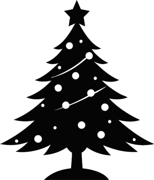 Silueta del árbol de Navidad en un vector de fondo blanco