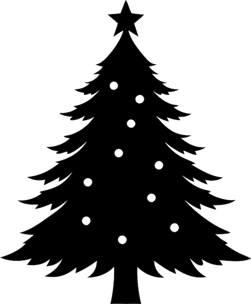 Silueta del árbol de Navidad en un vector de fondo blanco