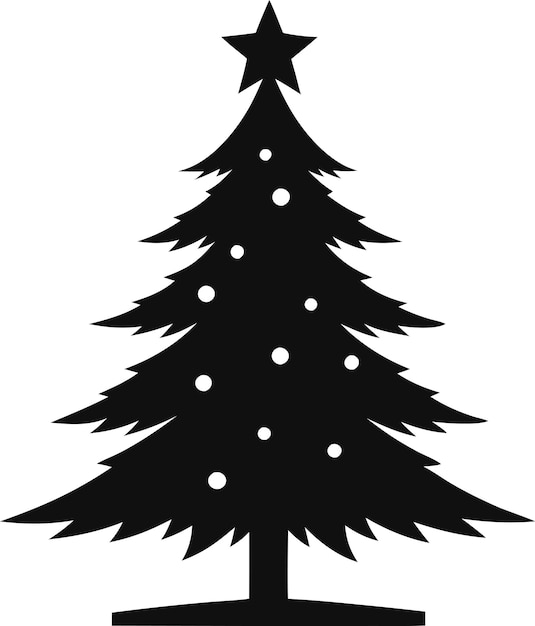 Silueta del árbol de Navidad en un vector de fondo blanco