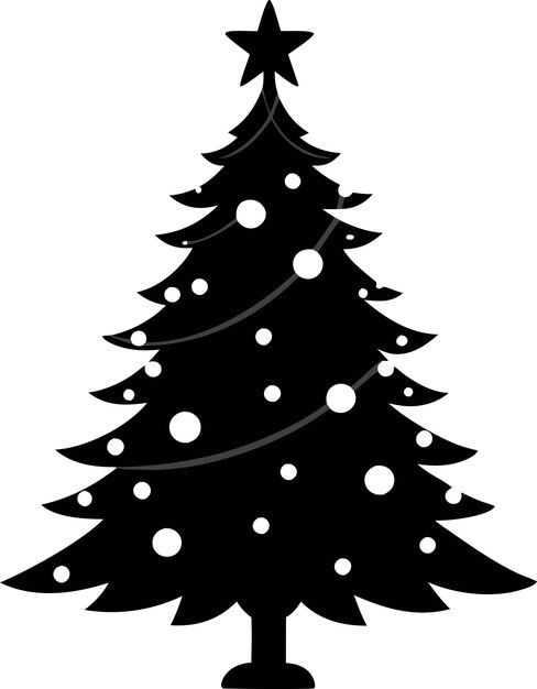 Silueta del árbol de Navidad en un vector de fondo blanco