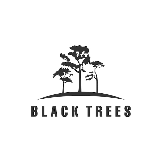 Silueta de árbol negro con colores blanco y negro