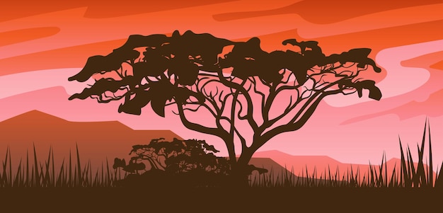 Vector silueta de árbol de paisaje