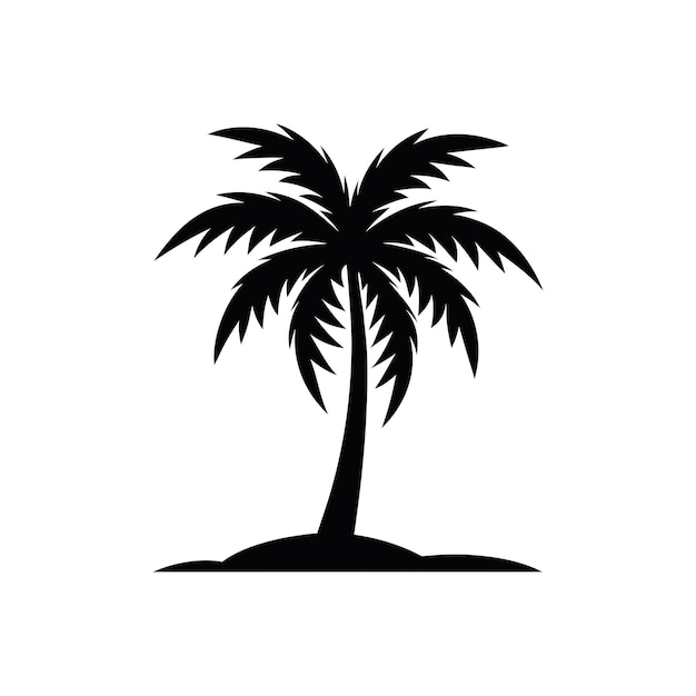 silueta de árbol de palma arte vectorial diseño de íconos de logotipo en blanco y negro
