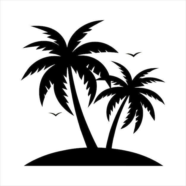 Una silueta de árbol de palma arte vectorial en fondo blanco silueta de palmera tropical para la playa