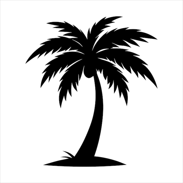 Una silueta de árbol de palma arte vectorial en fondo blanco silueta de palmera tropical para la playa
