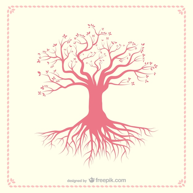 Vector silueta de árbol con raíces