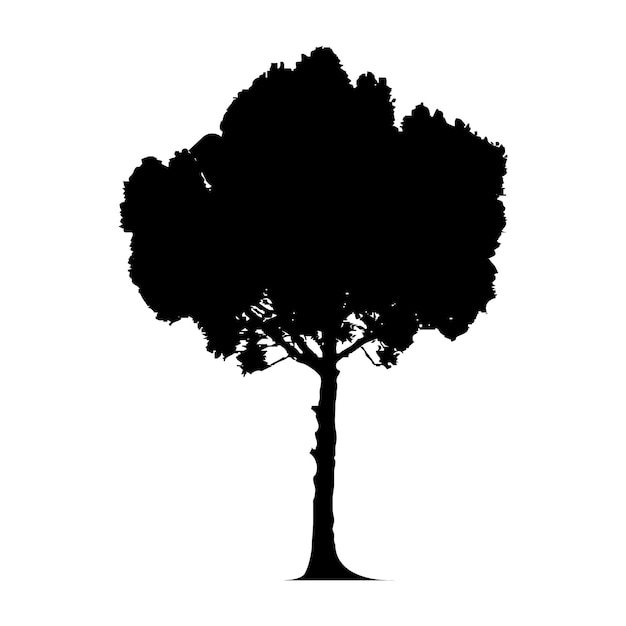 Silueta de árbol vector dibujado a mano silueta de roble diseño de silueta de árbol