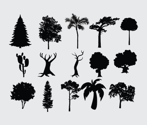 Vector silueta, árbol, vector