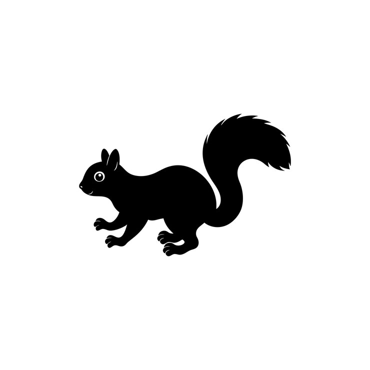 Vector silueta de ardilla en tablero blanco