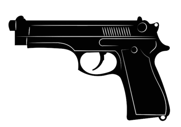 silueta de arma en el vector de fondo blanco