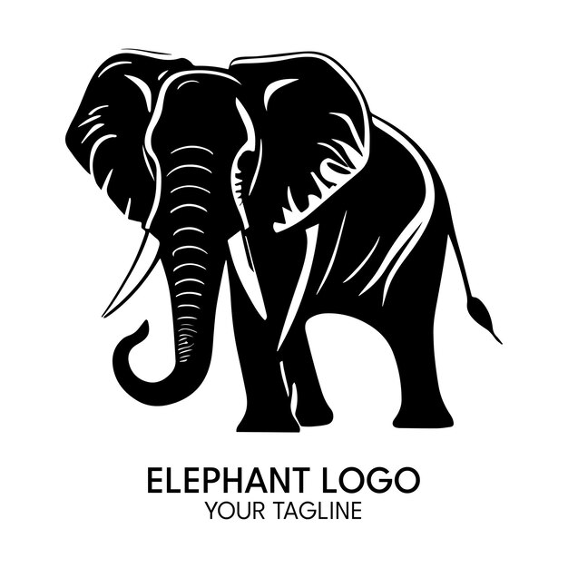 Silueta arte elefante logo vector plantilla