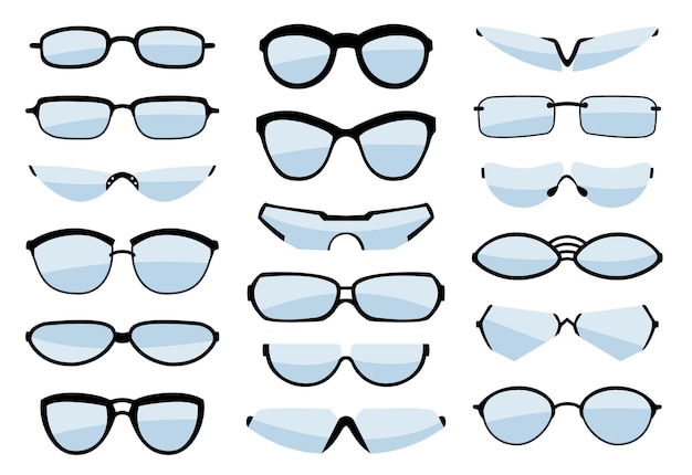 Vector silueta de arte de línea de gafas, gafas y accesorio óptico.