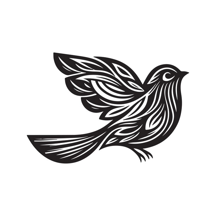 Silueta de arte vectorial de aves con fondo blanco puro