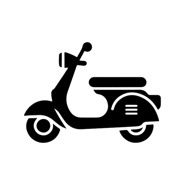 Silueta artística de scooter con fondo blanco