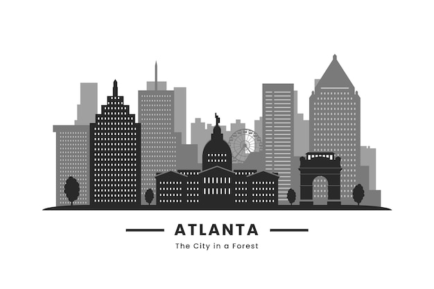 Vector silueta de atlanta de diseño plano