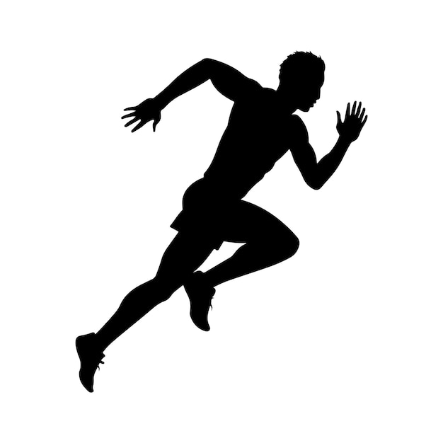 Silueta de un atleta de velocidad en movimiento