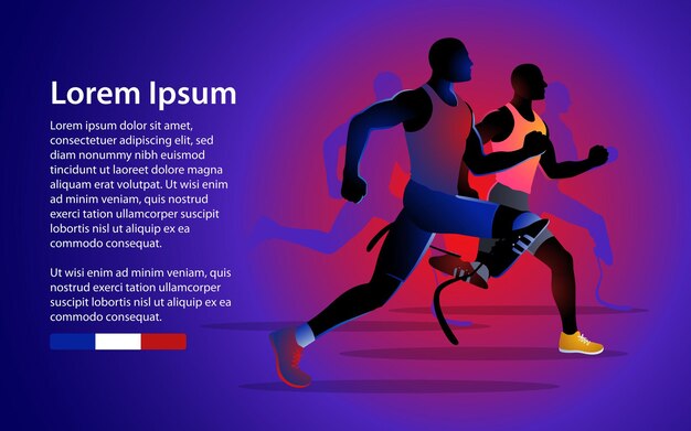 La silueta de los atletas para correr el espacio de copia