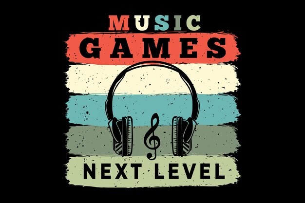silueta, auriculares, música, juegos, retro, vendimia, estilo