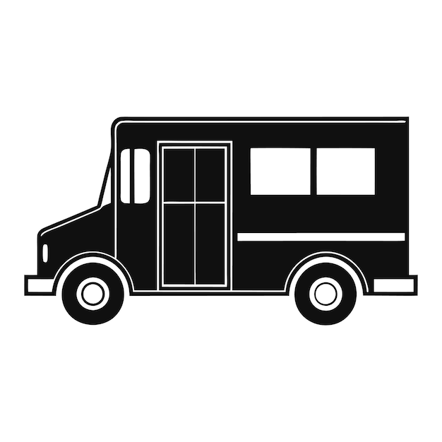 Silueta de autobús escolar en blanco y negro