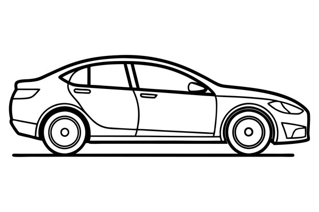 Silueta de automóvil eléctrico Icono vectorial e ilustración aislados sobre fondo blanco
