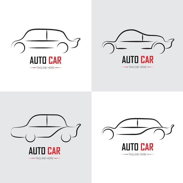 Silueta de autos de carreras deportivos Iconos configurados formas modernas Línea delgada Símbolos de contorno vectorial
