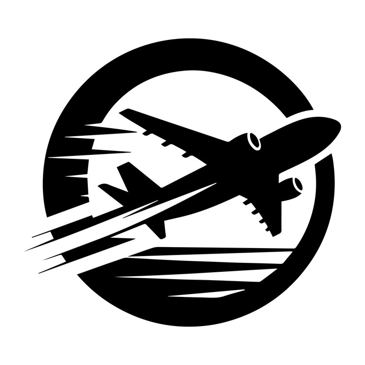 Silueta de un avión en blanco y negro