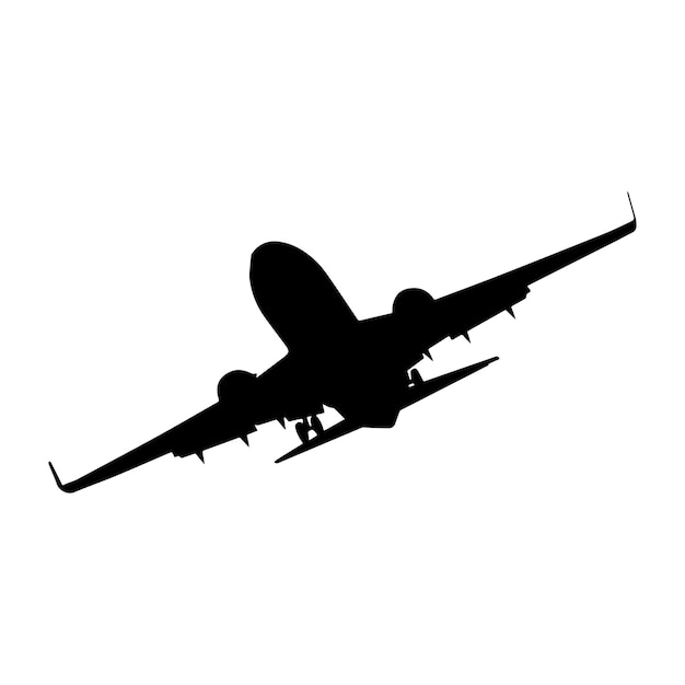 silueta de avión negro aislado en ilustración de vector de fondo blanco