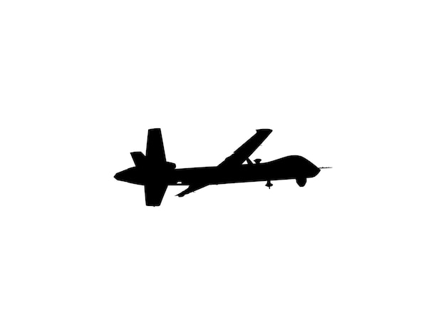 Silueta del avión no tripulado o del vehículo aéreo no tripulado de estilo plano