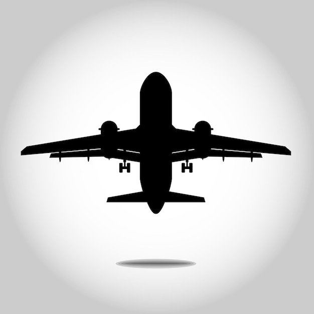La silueta de un avión con las ruedas en la parte inferior y la parte inferior del avión en la parte inferior.