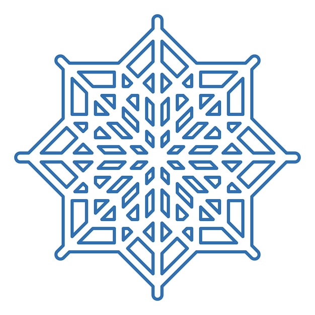Silueta azul acariciada de copo de nieve elemento de decoración del festival de invierno Nieve de invierno Navidad símbolo de milagro puro Icono vectorial de línea simple aislado sobre fondo blanco