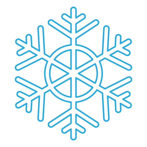 Vector silueta azul acariciada de copo de nieve elemento de decoración del festival de invierno nieve de invierno navidad símbolo de milagro puro icono vectorial de línea simple aislado sobre fondo blanco