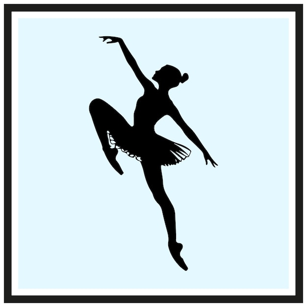 Vector silueta de bailarina de ballet en una pose clipart sobre un fondo blanco