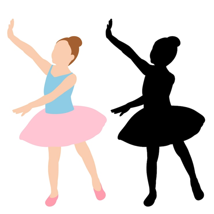 Vector silueta, de, un, bailarina, niño, bailando, ballet