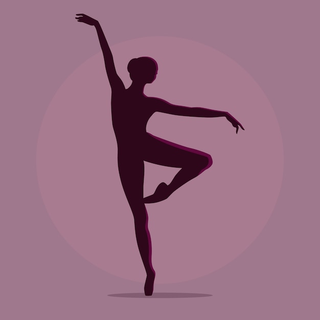 Silueta de bailarina plana dibujada a mano