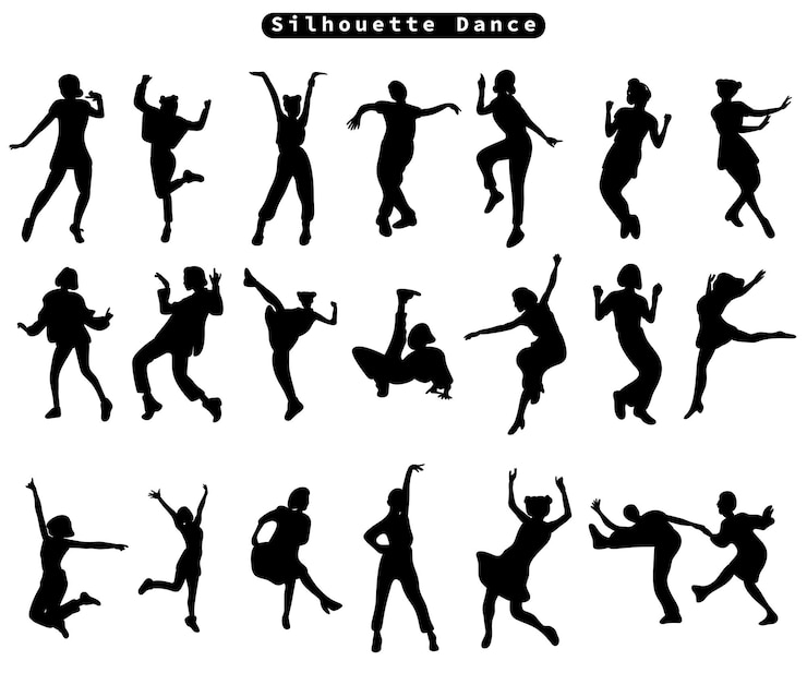 Vector la silueta de baile el elemento de la postura de baile el vector dibujado a mano