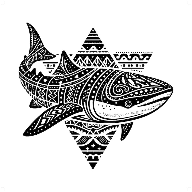 Silueta de ballena en una ilustración tribal de la polinesia étnica animal