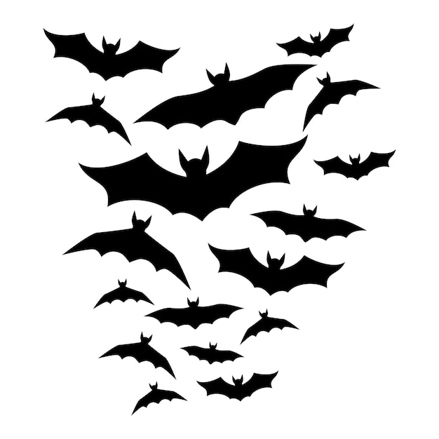 La silueta de la bandada de murciélagos de Halloween