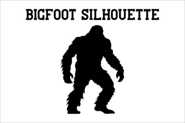 Silueta de Bigfoot en fondo blanco Siluetas de Bigfoot y vector de silueta de concepto de Bigfoot