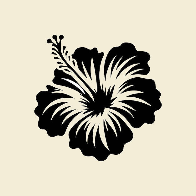 La silueta blanca y negra de la flor del hibisco