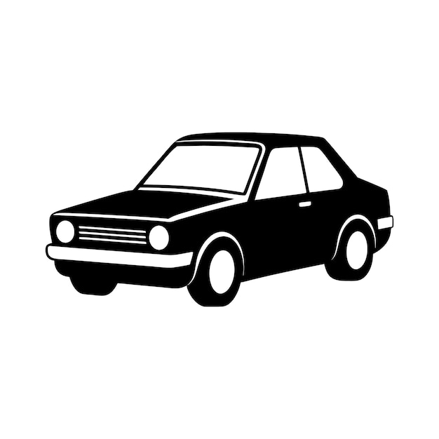 Silueta en blanco y negro de un automóvil