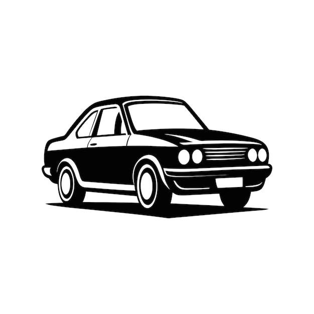 Silueta en blanco y negro de un automóvil